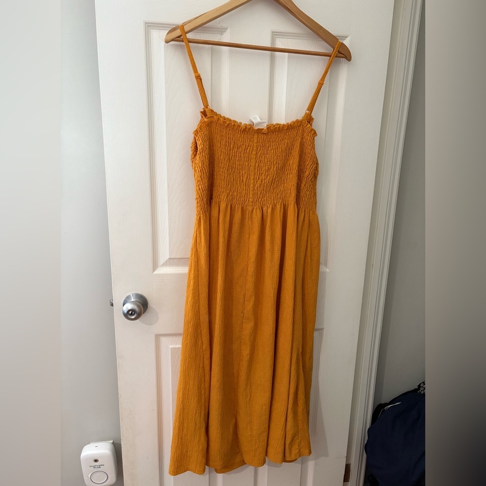 H&M Mustard Yellow Smocked Midi Sundress - Picture 7 of 12